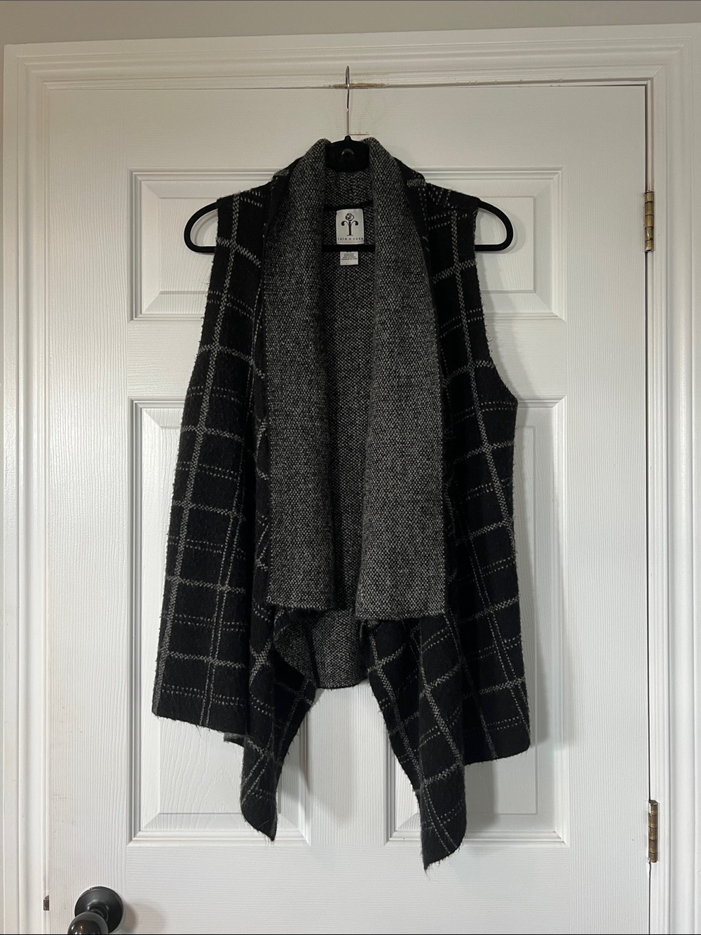 rain + rose Black & Gray Open-Knit Vest